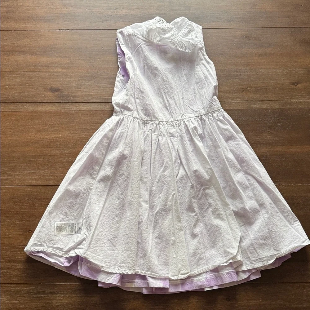 Sz 12 Janie and Jack checkered gingham lined cotton dress ruffle eyelet collar